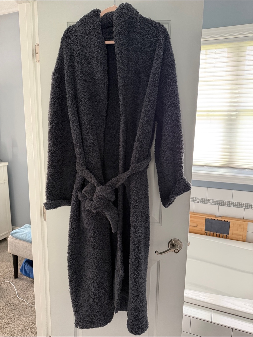 Barefoot Dreams Black Teddy Robe Jacket with Belt